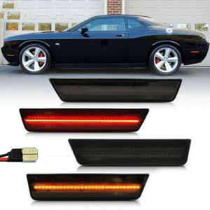 4pcs Smoke Lens Led Side Marker Light for 08-14 Dodge Challenger Amber Rear Red - Picture 1 of 6
