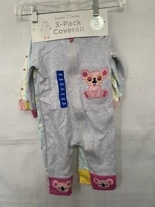 3-Pack Koala Baby Coveralls - 12 Month Girl New - Picture 1 of 4
