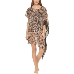 DKNY Women's Asymmetrical Chiffon Kaftan Swim Cover Up Swimsuit White Size S/M - Picture 1 of 4