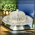 Antique Repousse Sterling Silver Covered Butter Serving Bowl Hand Chased 1900'S