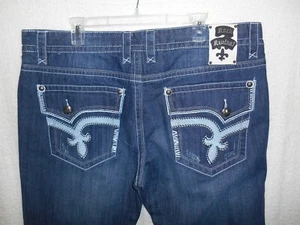 Rock Revival Dark Blue John/Straight Mens Denim Jeans MidRise 42/33 - Picture 1 of 2