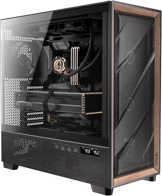 Antec Flux Pro Mid Tower PC Case – Walnut Wood Front, 6 PWM Fans, High-Airflow - Image 1 of 4