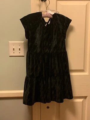 🆕 GAP KIDS 女孩黑色拉丝绒外观分层派对/花式连衣裙 M 码 — 第 1/2 张图片