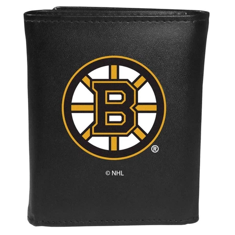 Boston Bruins Big Logo Leather Tri-fold Wallet [NEW] NHL Billfold Money Clip Cover