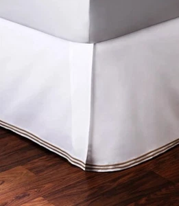 Hudson Park italienischer Perkal Queen Bettrock champagner doppelte Merrow-Stitch Baumwolle - Bild 1 von 2