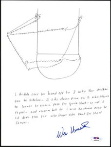 Wes Unseld SIGNED HAND DRAWN PLAY Washington Bullets HOF PSA/DNA AUTOGRAPHED - Picture 1 of 1