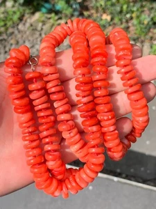 Silver natural coral necklace vintage 925 - Picture 1 of 7