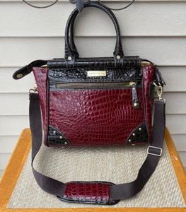 Samantha Brown 16" Red Brown Croc Embossed Computer Travel Bag Carry On Luggage - Picture 1 of 7