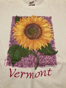 Vintage 1994 Vermont Sunflower Graphic T-shirt Lrg USA Single Stitch DEADSTOCK! - Picture 1 of 7