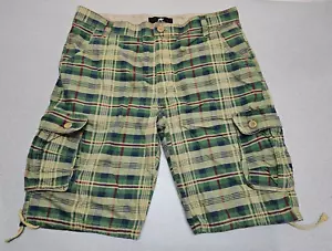 West Louis Men's Size 38 (38x10) Green Tan Plaid Cargo Shorts Casual - Picture 1 of 6