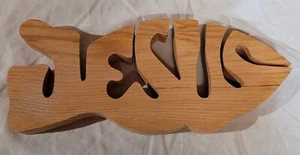 VTG Wood Carving of Word JESUS - Picture 1 of 4