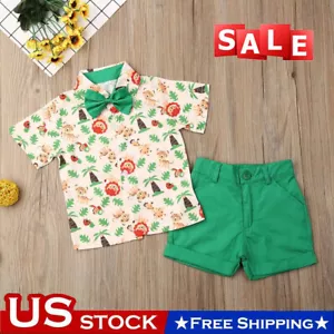Summer Toddler Baby Kids Boy Shirt Tops+Pants Gentleman Outfits Clothes 2PCS Set - Picture 1 of 8