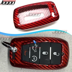 TRX Laramie For Dodge Ram 1500 2500 3500 19+ Red Carbon Smart Key Fob Covers Cap - Picture 1 of 14