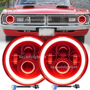 2x Fit Dodge Dart 1968 1969 1970 1971 1973-74 7'' LED Headlight Red Halo Hi/Lo - Bild 1 von 14