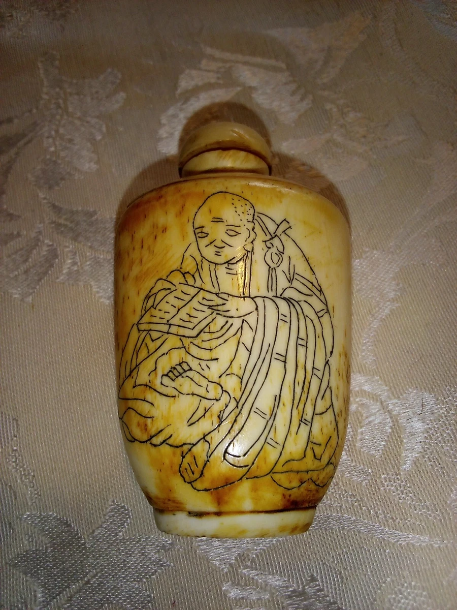 象牙色骨釉中国古董鼻烟壶| eBay