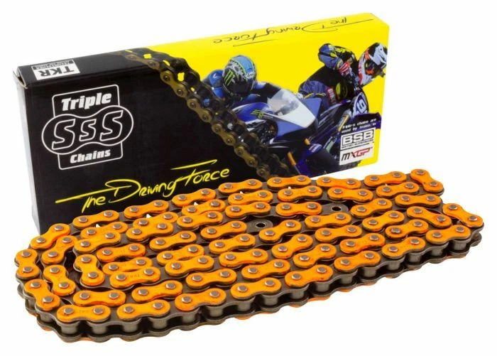 Triple S Estándar Moto Cadena 420-124 Enlace Color Naranja - Imagen 1 de 3
