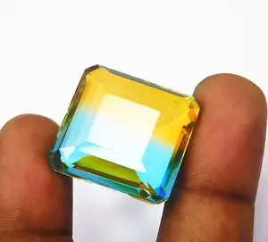 Certified 52.95 Ct AAA+ Flawless Bi-Color Tourmaline Square cut Loose Gemstone - Picture 1 of 10