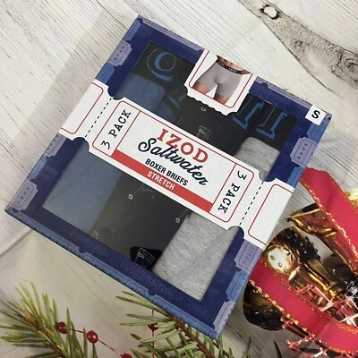 IZOD Small 28 30 Men's 3 Pack Assorted Saltwater Cotton Blend Boxer Briefs - Image 1 of 4