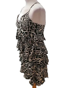 UK10 ASOS Sexy Floaty Leopard Rara Ruffle Babydoll Salsa Party Prom Dress SALE - Picture 1 of 8