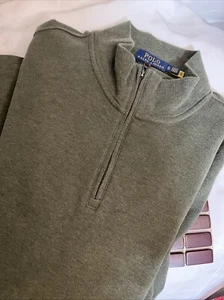 Polo Ralph Lauren Estate Rib Mock Neck LS Grün Baumwolle Pullover Herren XL - Bild 1 von 6