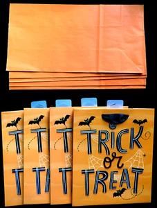 Set of 9 Halloween Gift Bags, NEW, 4 Trick or Treat, 5 Orange Sacks, Hallmark - Picture 1 of 2