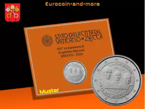 2 euro Watykan 2024 150. urodziny Guglielmo Marconiego w składanym folderze - Zdjęcie 1 z 3