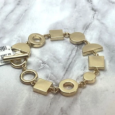 Pulsera geométrica Alfani tono dorado círculo cuadrado formas de media luna Foto 1 de 4