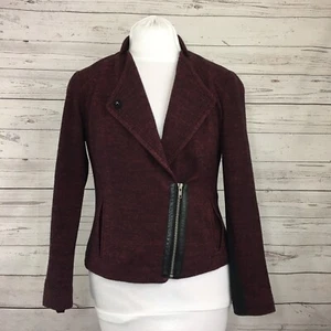 Coldwater Creek Womens Burgundy Heather Knit Half Zip Moto Lined Jacket Size 4 - Picture 1 of 9