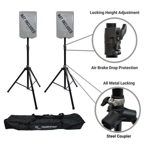 Harmony Audio A-DSBA Pro DJ Tripod Speaker Stand Pair Button Air Brake Lowering - Picture 1 of 9