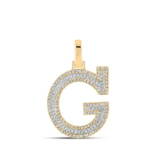 10kt Two-tone Gold Mens Round Diamond G Initial Letter Pendant 3/8 Cttw - Picture 1 of 1