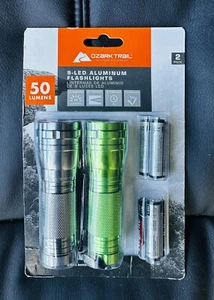 Ozark Trail Outdoor Equipment 9 LED Aluminum Flashlight 50 Lumens 2 Pack Camping - Picture 1 of 2