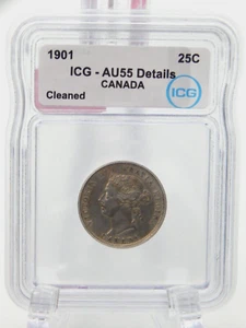 1901 Canada Quarter 25 Cent Stück Münze - ICG bewertet AU55 - DETAILS (BT472) - Bild 1 von 4