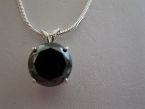 2,50ct 100% ECHTE ERDE ABGEBAUT NATÜRLICHER SCHWARZER DIAMANT HALSKETTE, ZERTIFIKAT, ANHÄNGER - Bild 1 von 8