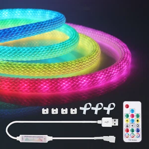 5V WS2812B RGB LED Strip Neon Flex Rope Light Waterproof Outdoor IC Addressable - Picture 1 of 28