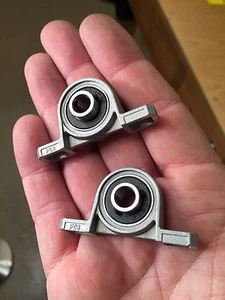 PAIR BALL BEARING PILLOW BLOCKS SELF ALIGNING 8MM OR 5/16" ALUMINUM HOUSING - Picture 1 of 8