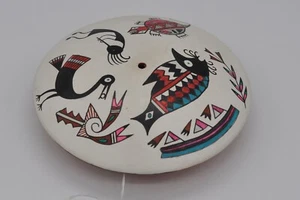 Vintage Jemez Pueblo Seed Pot 6 X 6 X 2" Signed - Picture 1 of 7