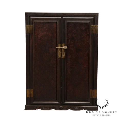 Antique Chinese Hardwood Campaign Apothecary Cabinet Cover
