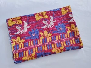 Indian Vintage 55 x 85 Patchwork Trible Throw Blanket Sofa Decor Kantha Quilt - Picture 1 of 7