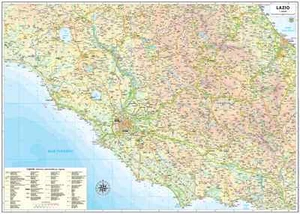 Carta GEOGRAFICA MURALE REGIONE LAZIO 85 x 64 cm BELLETTI cartina - Picture 1 of 1