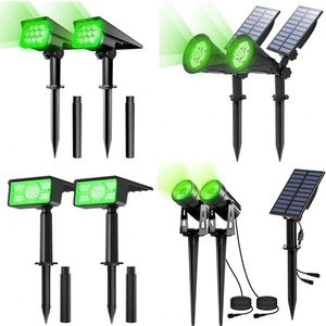 2er Set Grün LED Solarstrahler Solarleuchte Solarlampe Gartenstrahler Spot Light - Bild 1 von 24