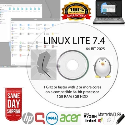 Instalador de DVD de arranque Linux Lite 7.4 64 bits - ¡Revive tu antiguo PC! Envío rápido Foto 1 de 4