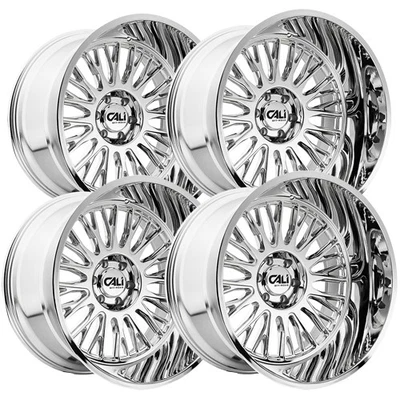 (Set-4) Cali Off-Road 9116 Vertex 24x14 6x5.5" -76mm Chrome Wheels Rims 24" Inch Foto 1 de 4