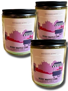 Bath & Body Works Candles Berry Waffle Cone 7oz/1-Wick 3 Bundle Delicious Smell - Picture 1 of 14