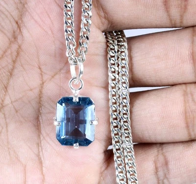 Colgante Natural 11.60 Ct Aguamarina Corte Esmeralda Piedras Preciosas Certificado Regalo Boda Foto 1 de 4