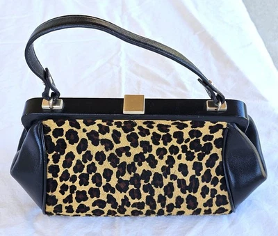 BOLSO DE MANO ANN TAYLOR Diseñador Estampado Leopardo Cuero Genuino y Piel. Limpio.  Foto 1 de 4