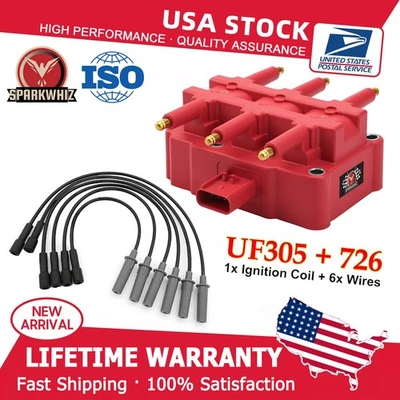 UF305 Ignition Coil + Wires set 726 For 2001-2010 Dodge Grand Caravan 3.8L V6 - Image 1 of 4