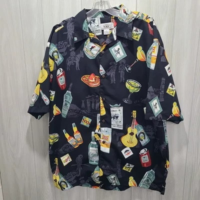 K.A.D. Clothing Short Sleeve Button Shirt Size L Beer Tequila All Over Print - Image 1 of 4
