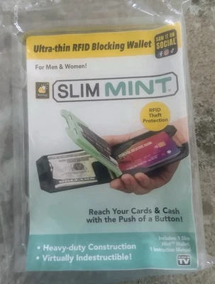 Slim Mint Wallet Ultra-Thin RFID AS-SEEN-ON-TV, ID Theft Protection NEW Sealed - Image 1 of 2