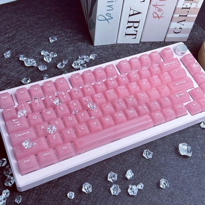  Ice Pink Jade Keycap Set 115 Keys MDA Profile PC Transparent Jelly MX Switch - Image 1 of 4