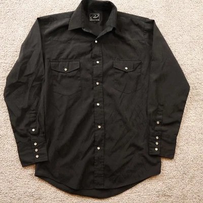 Camisa Roper Para Hombres S Negra Texturizada Perla Occidental A Presión Manga Larga Vaquero Rodeo Foto 1 de 4